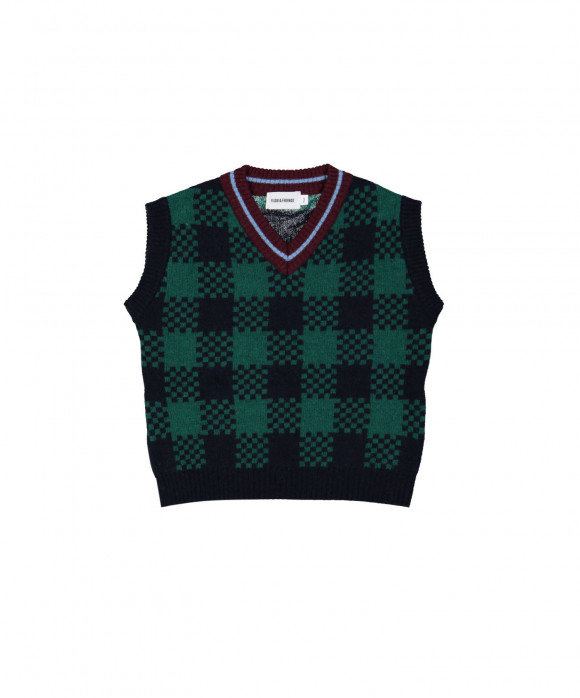 débardeur tricot vichy vert