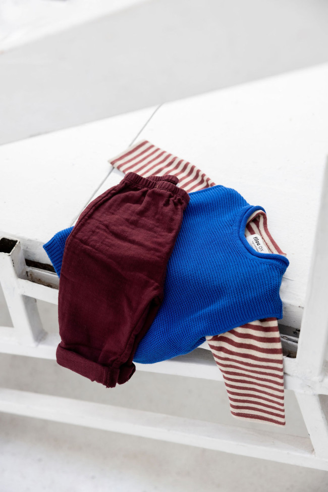 Pantalon confortable bordeaux