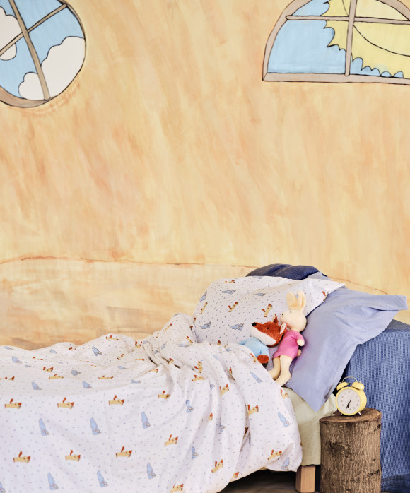 Enveloppe de couette avec taie d'oreiller écru