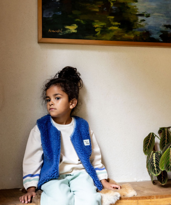 Bodywarmer teddy bleu