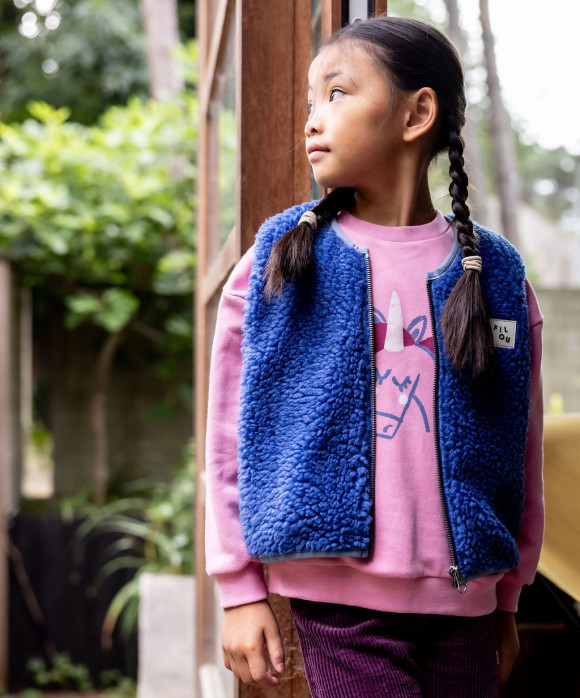 Pantalon confortable larges côtes violet