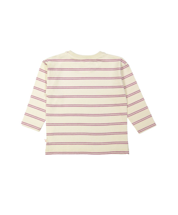 T-shirt ML rayé mauve