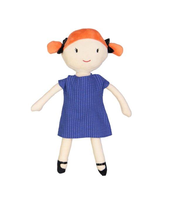 Robe de poupée rayée bleu