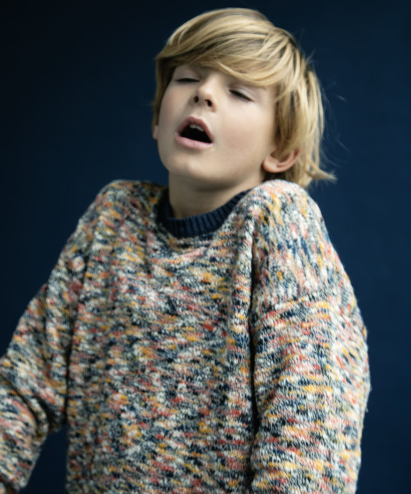 Pull multicolore bleu foncé