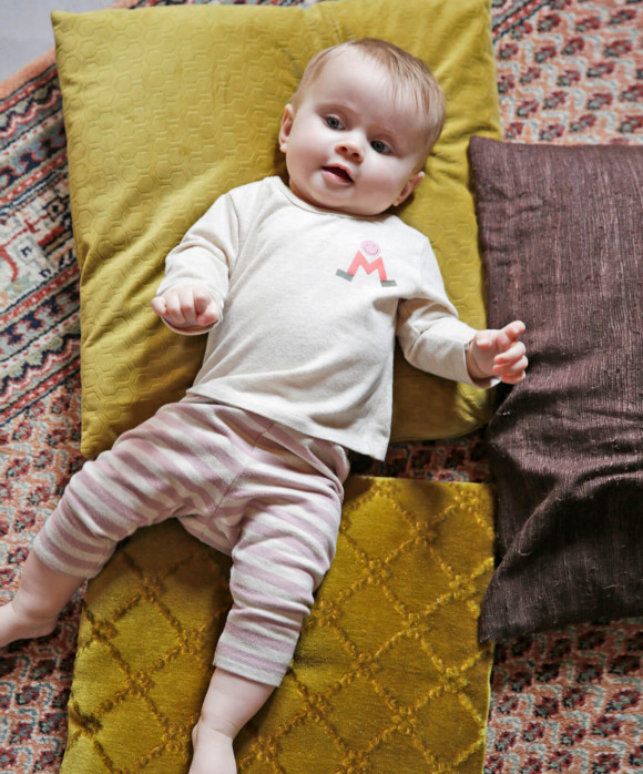 pantalon rayé rose chiné