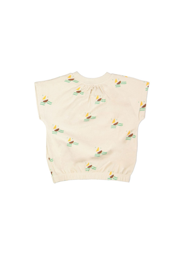 T-shirt éponge frons bateaux beige