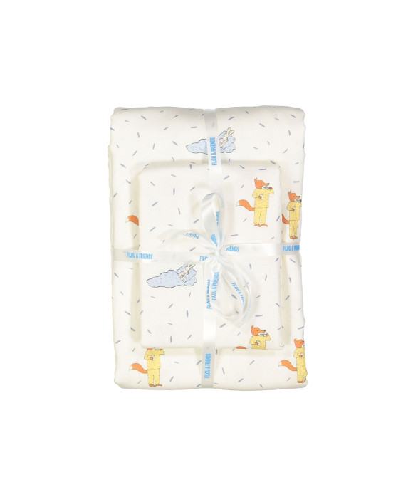 Enveloppe de couette avec taie d'oreiller écru
