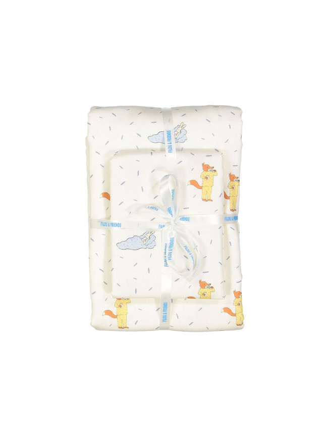 Enveloppe de couette avec taie d'oreiller écru