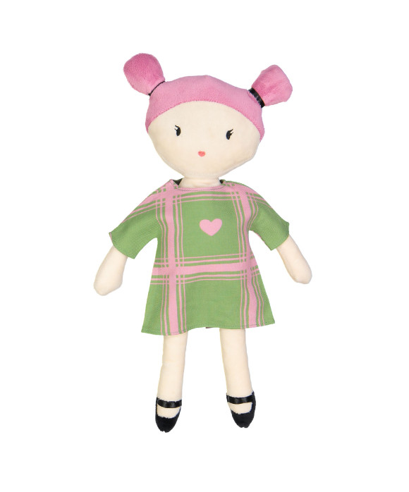 robe de poupée carreaux coeur vert one size