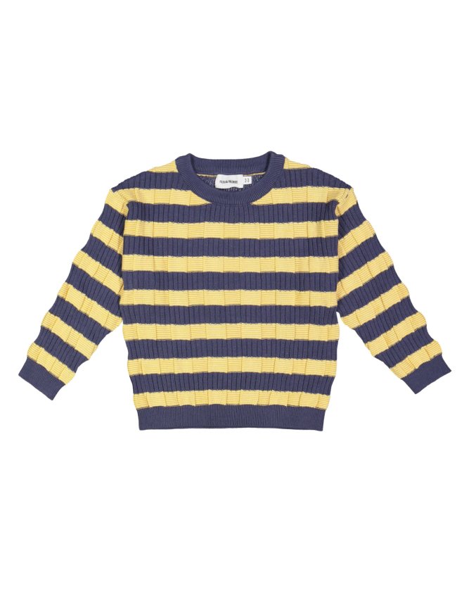 Pull côte gris-bleu