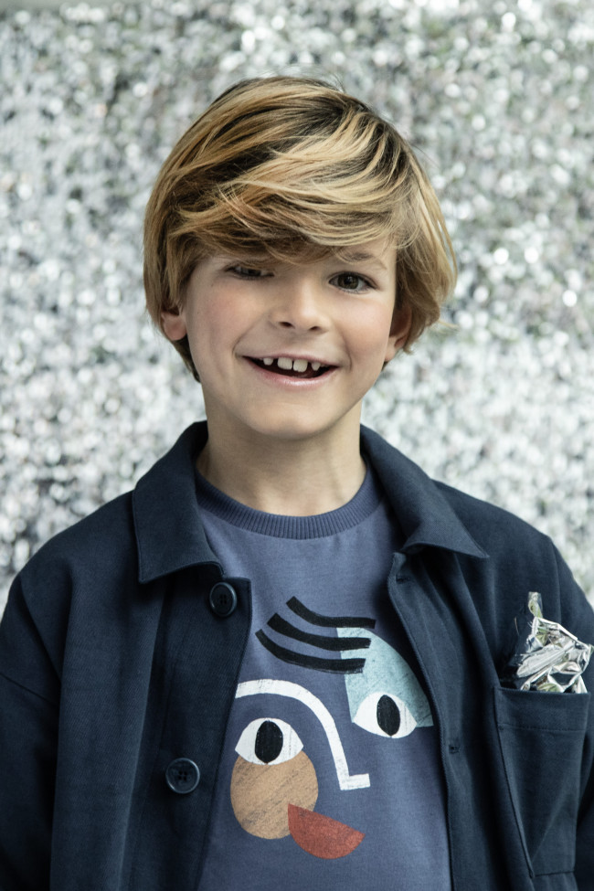 T-shirt garçon gris-bleu