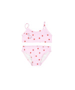 Bikini rouge à pois rose clair