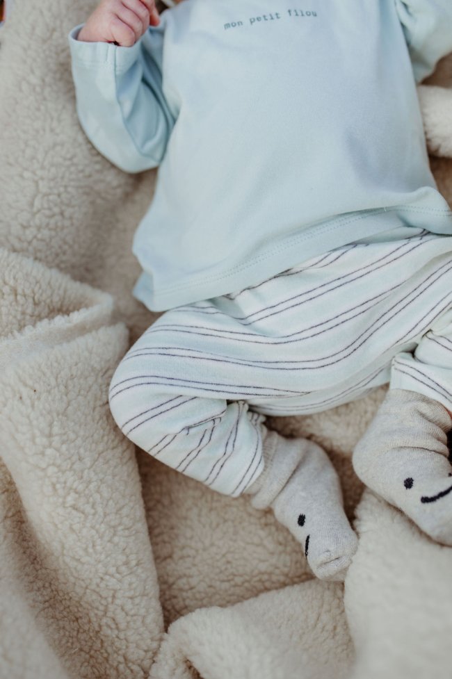 pantalon mini rayure aqua