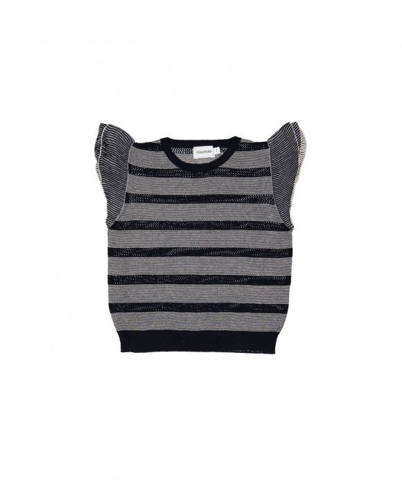 pull manches papillon bleu écru