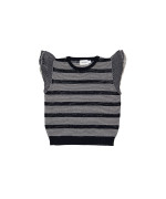 pull manches papillon bleu écru