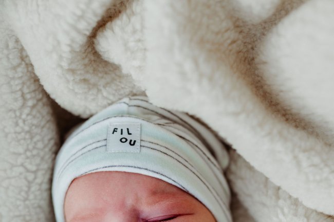 bonnet rayé aqua