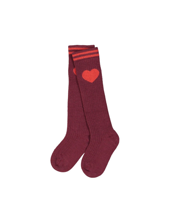 Chaussette coeur bordeaux