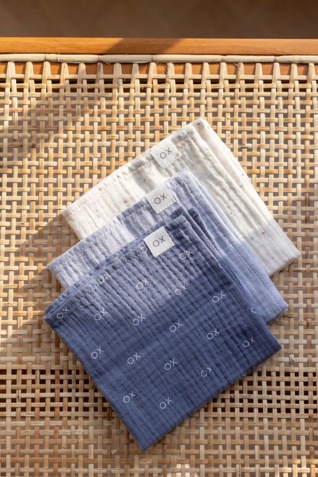 Set de chiffonettes tetra bleu