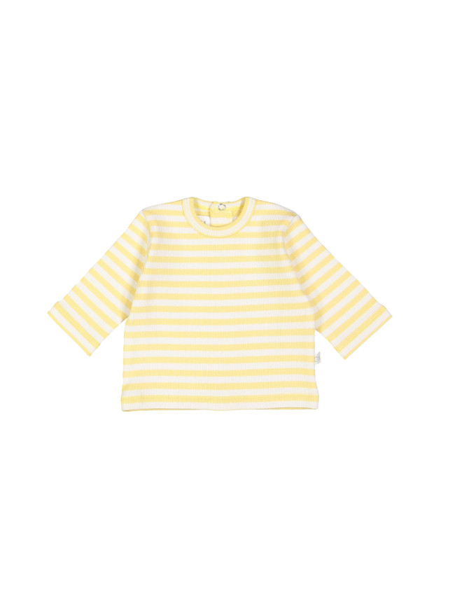 T-shirt côte rayée jaune
