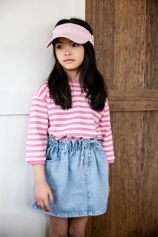 Sweater rayée vieux rose