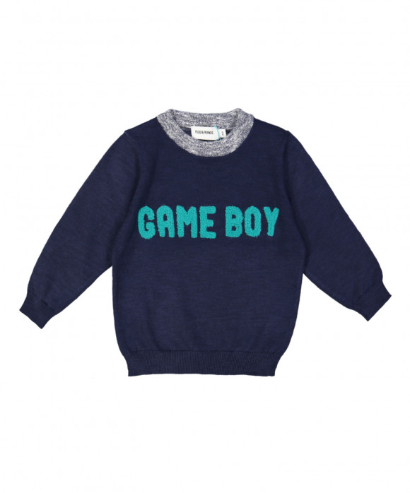 pull tricot game boy blauw