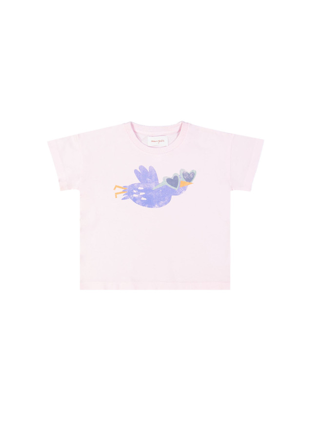 t-shirt cœur d'oiseau rose clair