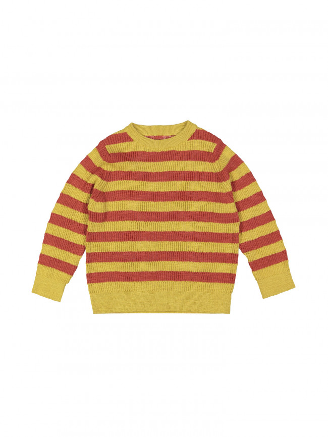 pull tricot stripes geel roodbruin 04j