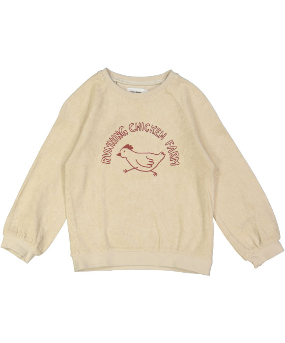 sweater beige running chicken farm 04j .