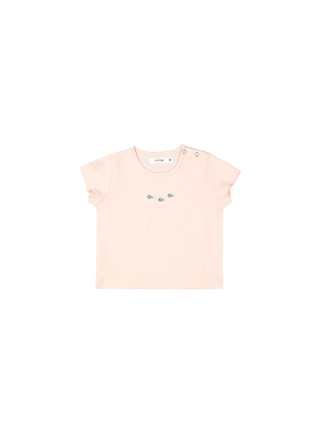 t-shirt mini poisson d'école rose clair