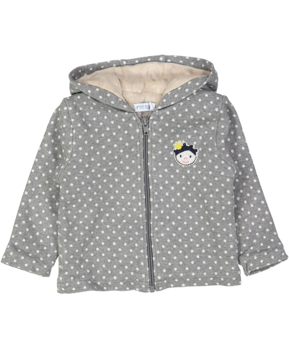 gilet molton grijs dots 18m