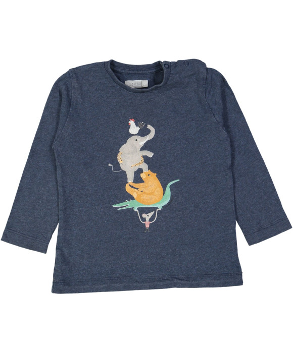 t-shirt blauw dieren 18m