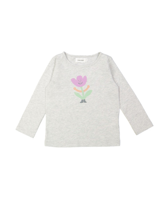 T-shirt flower melange lichtgrijs 