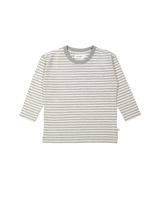 T-shirt zakje streep melange grijs 