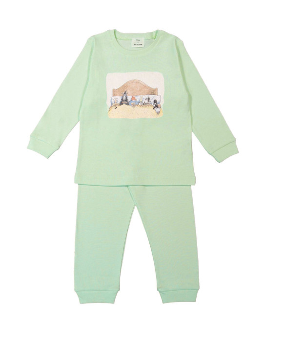 Pyjama vos en haas bed grijsgroen