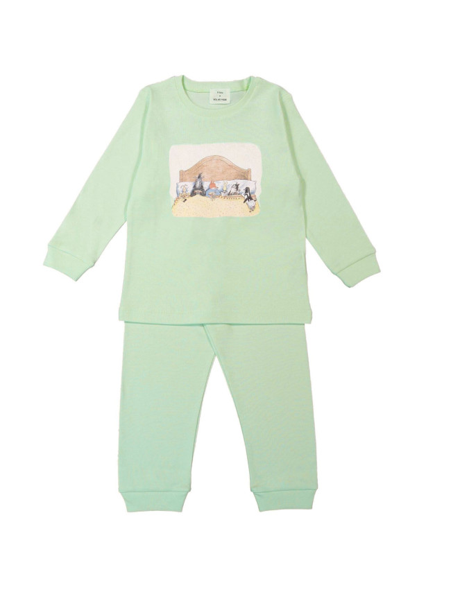 Pyjama vos en haas bed grijsgroen 10j Pre-order