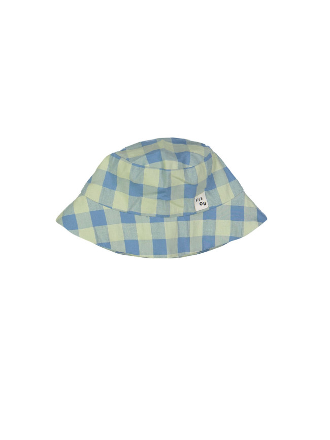 sun hat check blue