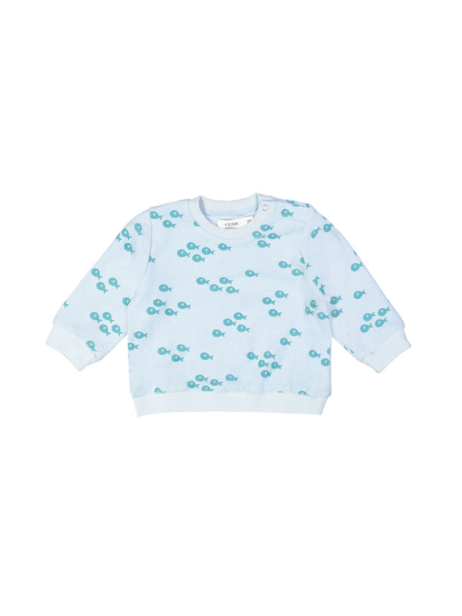 sweater mini école poisson bleu clair