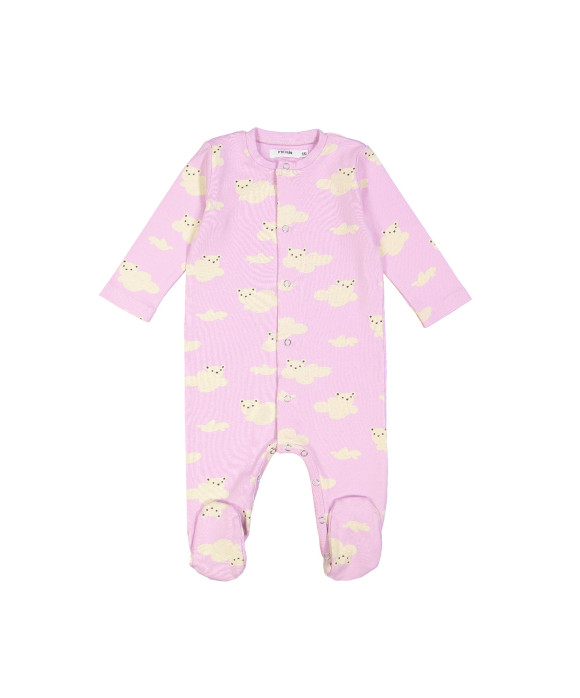pyjama rib mini bear clouds pink