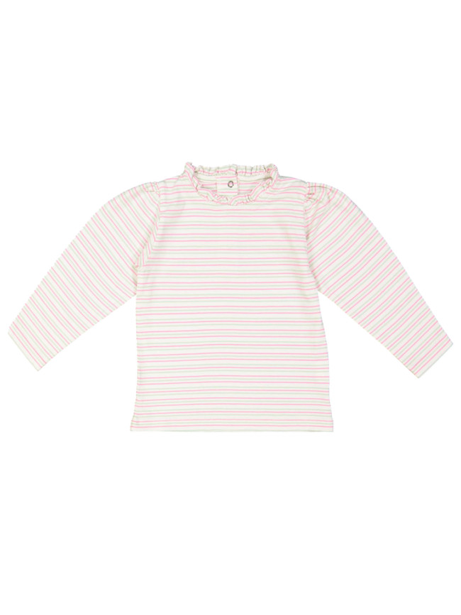 T-shirt frill stripe bright pink