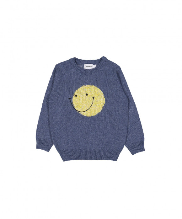pull tricot smile blauw