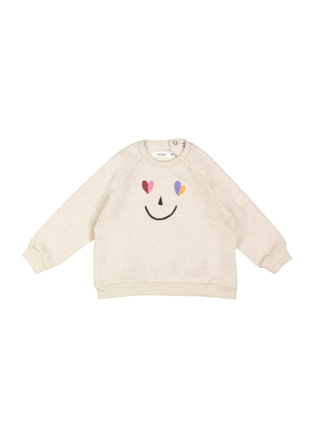 Sweater mini heart smiley chiné beige