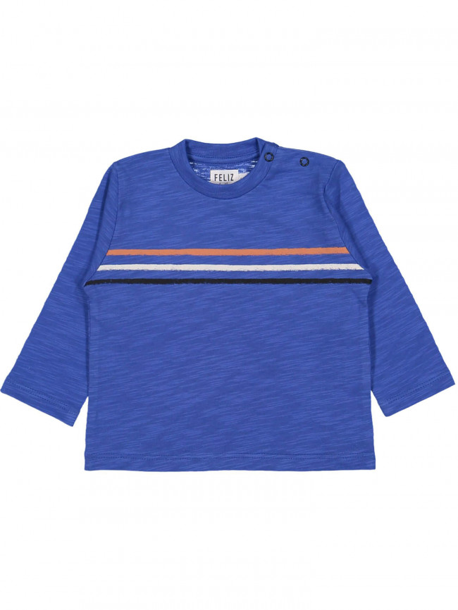 t-shirt sport stripe felblauw 00m