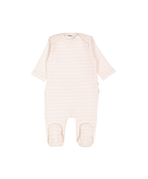 Pyjama rib streep lichtroze