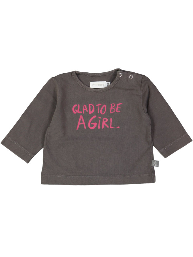 t-shirt grijs glad to be a girl 06m .