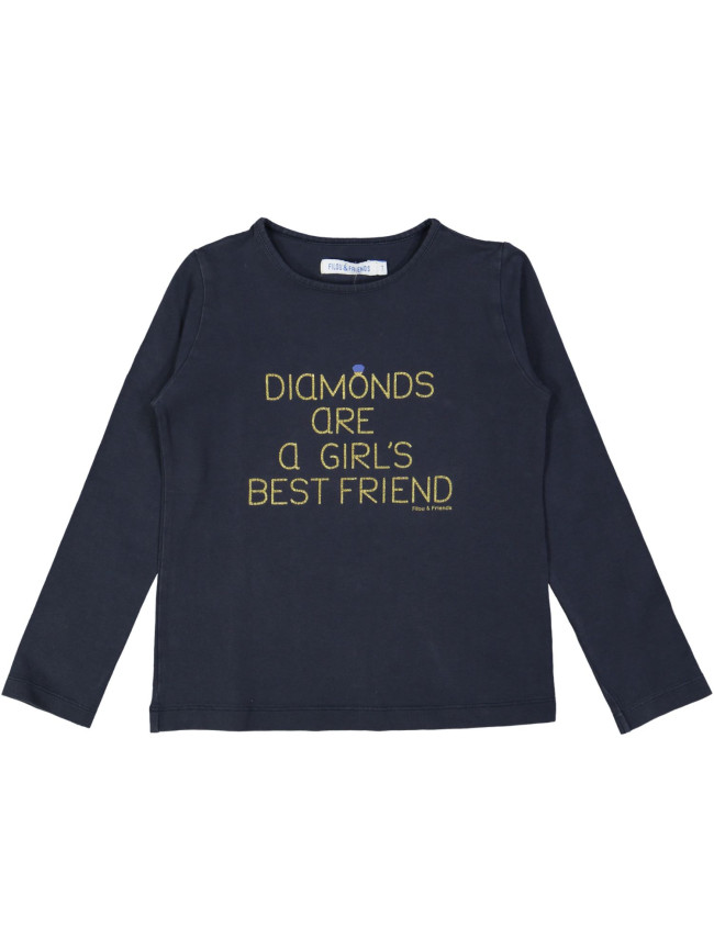 t-shirt blauw diamonds are a girls best friend 07j .