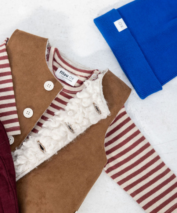 T-shirt streep bordeaux