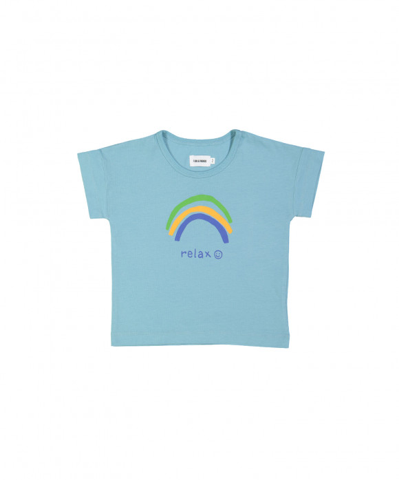t-shirt boxy regenboog lichtblauw