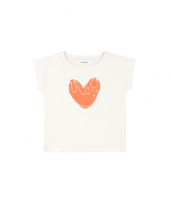 T-shirt heart cat ecru