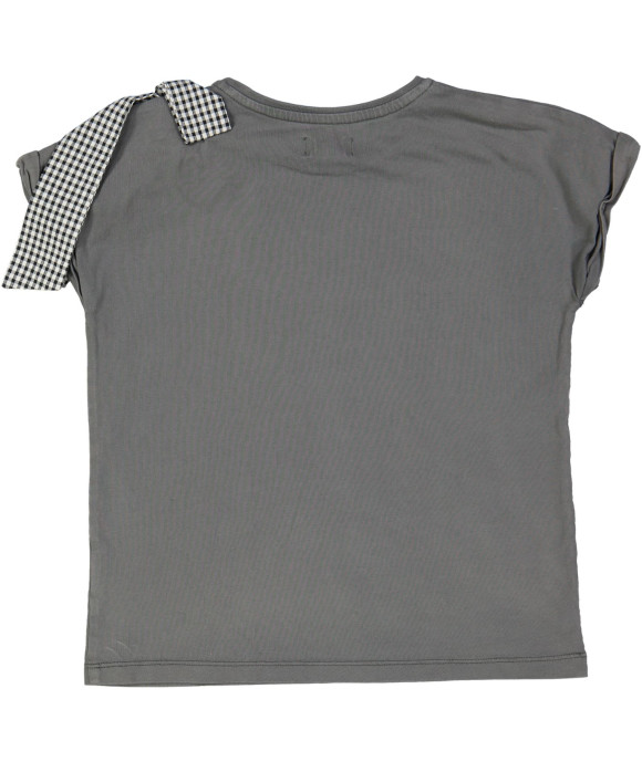 t-shirt grijs geruite strik 09j .