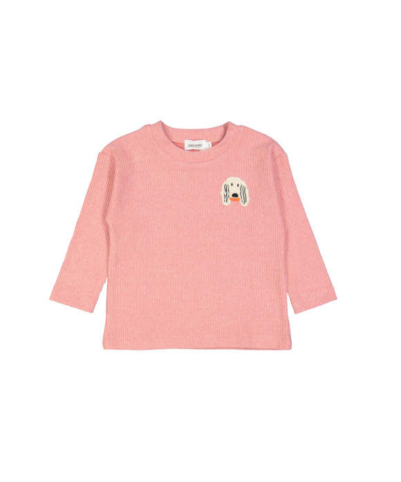 T-shirt rib dog roze